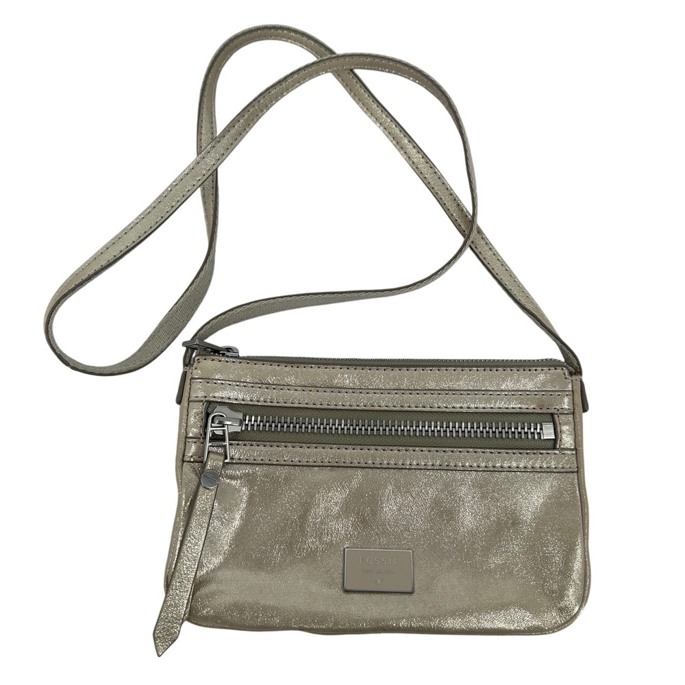 Fossil Metallic Champagne Goat Leather Crossbody Bag Issue No 1954 Small Purse